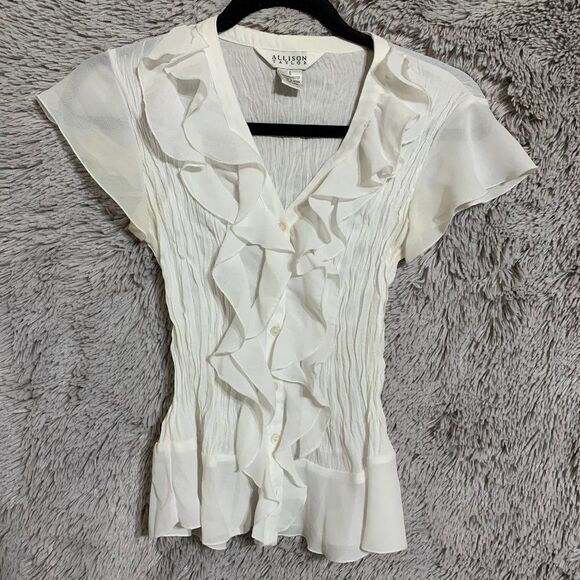 S White ruffle blouse - Picture 1 of 3